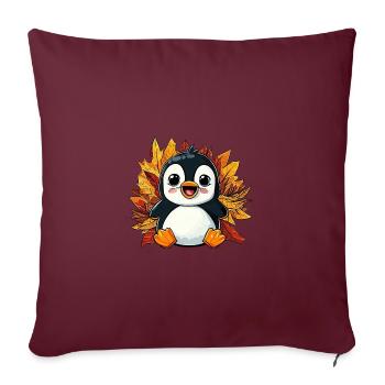 Manchot d’automne: feuillage et feuilles panachées - Housse de coussin décorative 45 x 45 cm - bordeaux - Devant