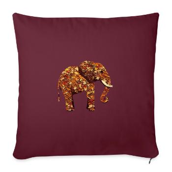 Éléphant d’Afrique en automne: feuillage panaché et - Housse de coussin décorative 45 x 45 cm - bordeaux - Devant