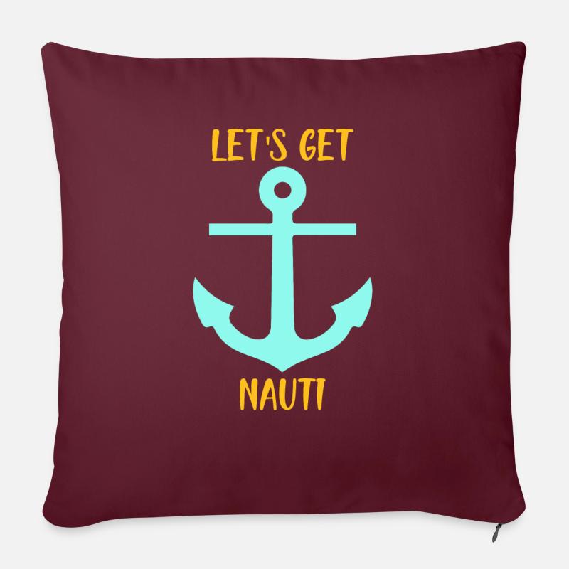 LET'S GET NAUTI - LET'S GO ON A BOAT - Sofakissenbezug 45 x 45 cm - Burgunderrot