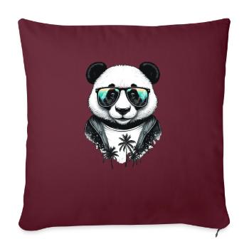 Panda Palms - Panda de plage - Housse de coussin décorative 45 x 45 cm - bordeaux - Devant