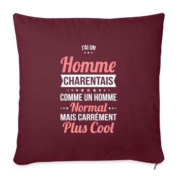 J'ai un homme Charentais plus cool - Housse de coussin décorative 45 x 45 cm - bordeaux - Devant
