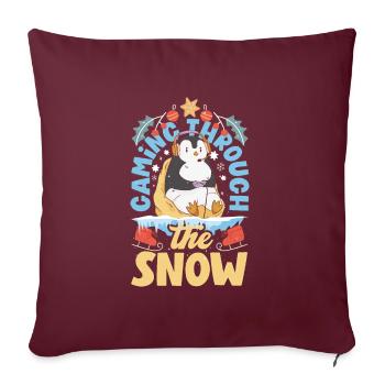 Mode inspirée du jeu Jeux sur le thème des Fêtes - Housse de coussin décorative 45 x 45 cm - bordeaux - Devant