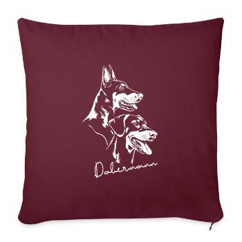 DOBERMANN Dobi Dobie Hund Hunde Portrait - Sofakissenbezug 45 x 45 cm - Burgunderrot - Vorne