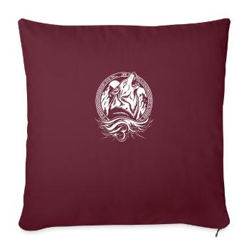 Loup Viking - Housse de coussin décorative 45 x 45 cm - bordeaux - Devant