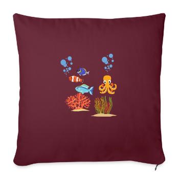 Poisson Amateur Océan Animaux Sous-marins Pieuvres - Housse de coussin décorative 45 x 45 cm - bordeaux - Devant