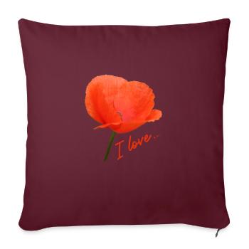 Poppy J’adore Poppy - Housse de coussin décorative 45 x 45 cm - bordeaux - Devant