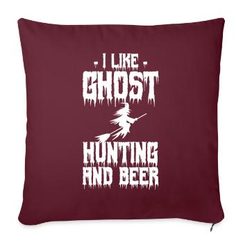 i like ghost hunting and beer happy Halloween - Housse de coussin décorative 45 x 45 cm - bordeaux - Devant