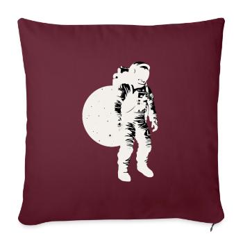 Silhouette d’astronaute blanche, fond lunaire - Housse de coussin décorative 45 x 45 cm - bordeaux - Devant