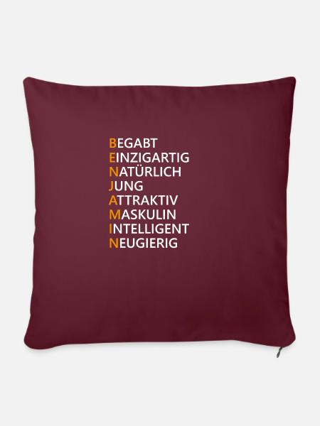 Benjamin Name Geschenk - Sofakissenbezug 45 x 45 cm - Burgunderrot