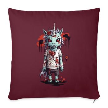 Zombie Einhorn Halloween Horror Design - Sofakissenbezug 45 x 45 cm - Burgunderrot - Vorne