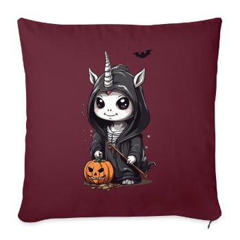 Kawaii Halloween Einhorn Sensenmann Design - Sofakissenbezug 45 x 45 cm - Burgunderrot - Vorne