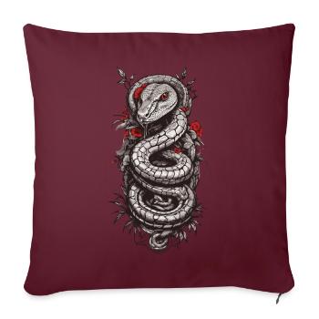 Art du tatouage japonais Serpent Design esthétique - Housse de coussin décorative 45 x 45 cm - bordeaux - Devant