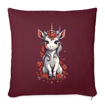 Einhorn Halloween Magie Grusel Design - Sofakissenbezug 45 x 45 cm - Burgunderrot - Vorne