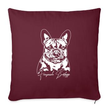 Bouledogue Français Portrait Chiens Wilsigns - Housse de coussin décorative 45 x 45 cm - bordeaux - Devant