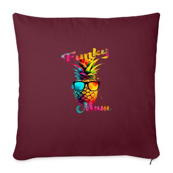 Funky Mum. anniversaire, fêtes des mères. Ananas - Housse de coussin décorative 45 x 45 cm - bordeaux - Devant