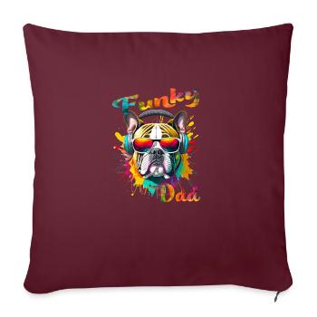 Funky Dad. anniversaire, fêtes des pères. Chien - Housse de coussin décorative 45 x 45 cm - bordeaux - Devant