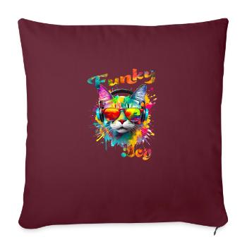 Funky Boy Chat - Housse de coussin décorative 45 x 45 cm - bordeaux - Devant