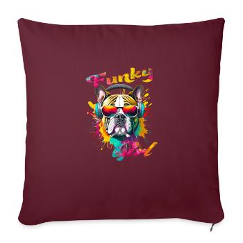Funky Girl Bouledogue - Housse de coussin décorative 45 x 45 cm - bordeaux - Devant