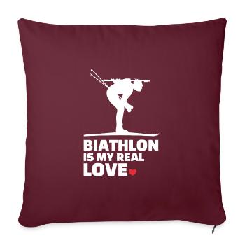 J’adore Biathlon Silhouette de biathlon élégant - Housse de coussin décorative 45 x 45 cm - bordeaux - Devant