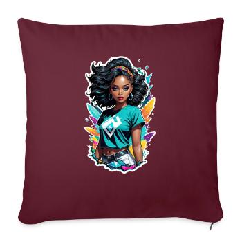 femme afro - beauté - Housse de coussin décorative 45 x 45 cm - bordeaux - Devant