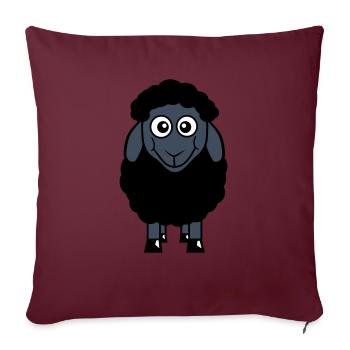 mouton noir petit mignon mignon agneau cool bande dessinée - Housse de coussin décorative 45 x 45 cm - bordeaux - Devant
