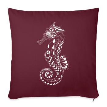Tatouage Polynésien Hippocampe Maori - Housse de coussin décorative 45 x 45 cm - bordeaux - Devant