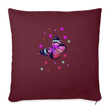 papillon, étoiles, rose, bleu, papillon - Housse de coussin décorative 45 x 45 cm - bordeaux - Devant