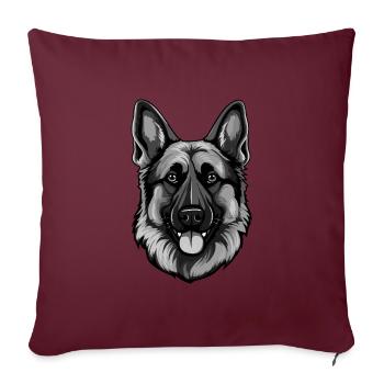 Schäferhund Hund Kopf Porträt Tier - Sofakissenbezug 45 x 45 cm - Burgunderrot - Vorne