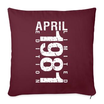 Avril 1981 Avril cadeau anniversaire 1981 - Housse de coussin décorative 45 x 45 cm - bordeaux - Devant