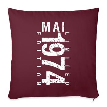 Mai 1974 Mai cadeau anniversaire May 1974 - Housse de coussin décorative 45 x 45 cm - bordeaux - Devant