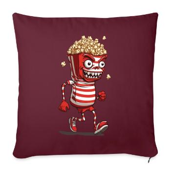 Creepy Popcorn Monster Halloween Movie Night - Housse de coussin décorative 45 x 45 cm - bordeaux - Devant