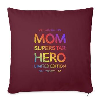 Meilleure maman maman héroïne disant maman - Housse de coussin décorative 45 x 45 cm - bordeaux - Devant