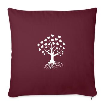Arbre aux coeurs (blanc) - Housse de coussin décorative 45 x 45 cm - bordeaux - Devant