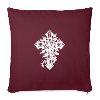 Vieille croix avec une rose avec des épines - Housse de coussin décorative 45 x 45 cm - bordeaux - Devant