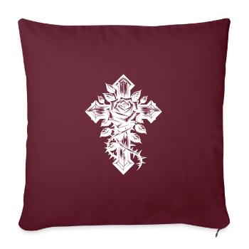 Rose avec des épines sur une élégante croix - Housse de coussin décorative 45 x 45 cm - bordeaux - Devant