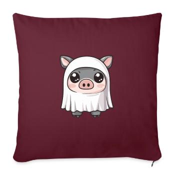 Cochon HalloweenSanglier fantôme - Housse de coussin décorative 45 x 45 cm - bordeaux - Devant