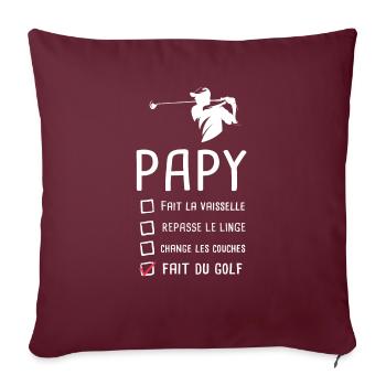 Papy golfeur papi golf grand père cadeau drôle - Housse de coussin décorative 45 x 45 cm - bordeaux - Devant