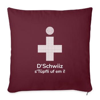 Schweizerkreuz mit Punkten cooler Grafik Stil - Sofakissenbezug 45 x 45 cm - Burgunderrot - Vorne