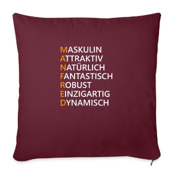 Manfred Name Geschenk - Sofakissenbezug 45 x 45 cm - Burgunderrot - Vorne