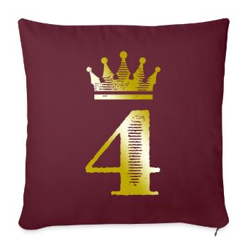 4 Chiffre Couronne Or - Housse de coussin décorative 45 x 45 cm - bordeaux - Devant