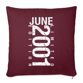 Juin 2001 Juin cadeau anniversaire June 2001 - Housse de coussin décorative 45 x 45 cm - bordeaux - Devant