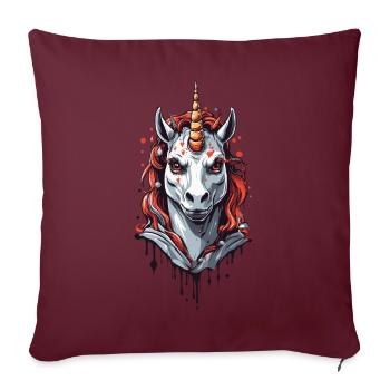 Dunkles Vampir Einhorn Halloween Design - Sofakissenbezug 45 x 45 cm - Burgunderrot - Vorne
