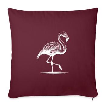Hübscher Flamingo der auf einem Bein steht - Sofakissenbezug 45 x 45 cm - Burgunderrot - Vorne