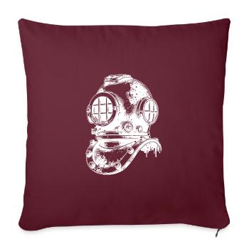 Casque de plongée vintage antique - Helmet Diver - Housse de coussin décorative 45 x 45 cm - bordeaux - Devant