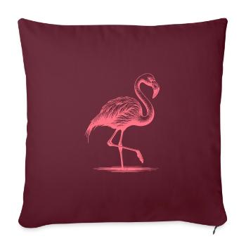 Hübscher pinker Flamingo der auf einem Bein steht - Sofakissenbezug 45 x 45 cm - Burgunderrot - Vorne