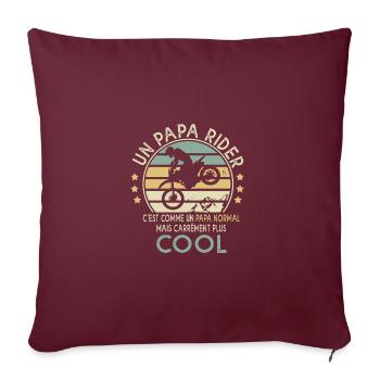 papa rider c'est cool cadeau sport papa motocross - Housse de coussin décorative 45 x 45 cm - bordeaux - Devant