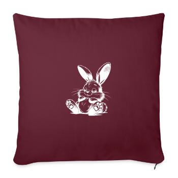Lapin endormi pour enfants avec de grandes oreilles - Housse de coussin décorative 45 x 45 cm - bordeaux - Devant