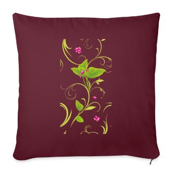 Zweig mit rosa Blüten - Sofakissenbezug 45 x 45 cm - Burgunderrot - Vorne