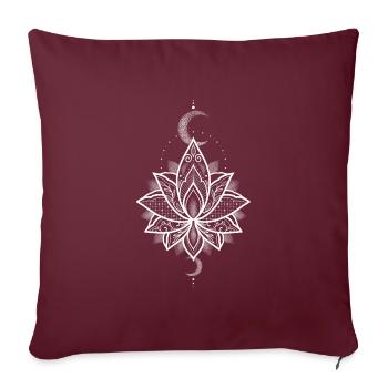 M A N D A L A L O T U S weiss - Sofakissenbezug 45 x 45 cm - Burgunderrot - Vorne