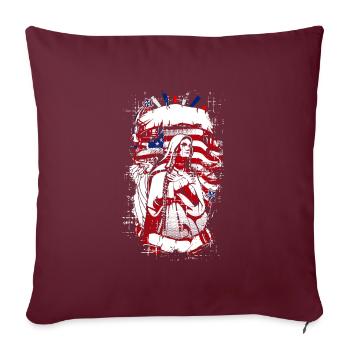 A Beautiful Praying Nun with US Flags Design - Sofa pillowcase 17,3'' x 17,3'' (45 x 45 cm) - burgundy - Front